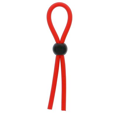Красное эрекционное лассо с одной бусинкой-утяжкой Stretchy Lasso