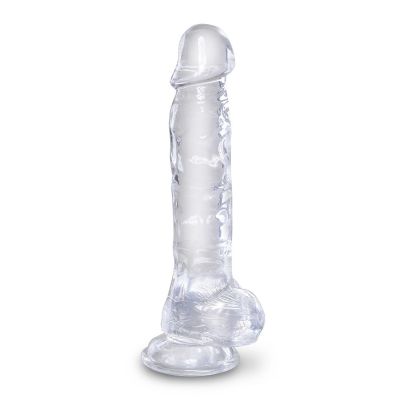 Прозрачный фаллоимитатор 8 Cock with Balls - 22,2 см.