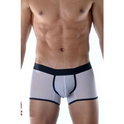 Белые полупрозрачные трусы-боксеры с контрастной отделкой