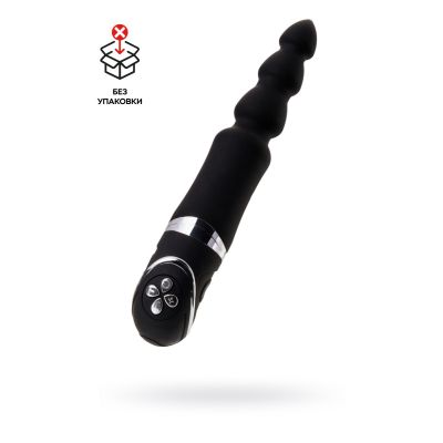 Анальный вибростимулятор, силикон, черный, 20,7 см (в пакете)