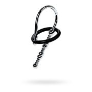 Уретральный плаг-бусины Metal by TOYFA с мягким фиксириющим кольцом, серебряный, 5 см