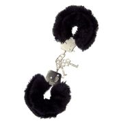 Металлические наручники с чёрной меховой опушкой Metal Handcuffs With Plush