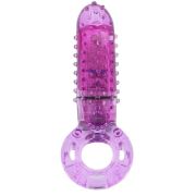 Фиолетовое эрекционное кольцо с вибрацией и пальчиком OYEAH PURPLE