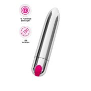 Вибропуля A-Toys by TOYFA LITING, 10 режимов вибрации, АБС-пластик, серебристый, 9,5 см