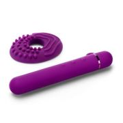 Фиолетовый мини-вибратор Le Wand Baton с текстурированной насадкой - 11,9 см.