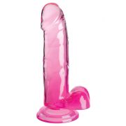 Розовый фаллоимитатор с мошонкой на присоске 7’’ Cock with Balls - 20,3 см.