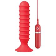 Красный вибрирующий плаг из силикона - 15 см.