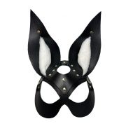 Черная маска зайки с белым мехом на ушках Miss Bunny