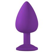 Большая фиолетовая анальная пробка Emotions Cutie Large с прозрачным кристаллом - 10 см.