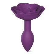 Фиолетовая анальная пробка с ограничителем-розой Open Rose Size S Butt Plug