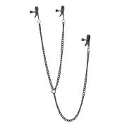 Черные зажимы на соски и клитор на цепочке Deluxe Nipple & Clit Clamps