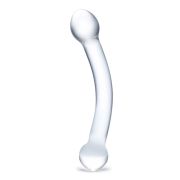 Прозрачный стеклянный фаллос для стимуляции точки G Curved Glass - 17 см.