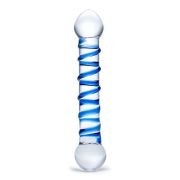 Прозрачный фаллос с голубой спиралью Spiral Dildo - 17 см.