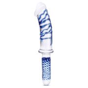 Прозрачно-синий двусторонний стимулятор 11 Realistic Double Ended Dildo - 28 см.