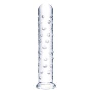 Прозрачный стеклянный фаллос с массажным рельефом 10 Extra Large Glass Dildo - 25,5 см.