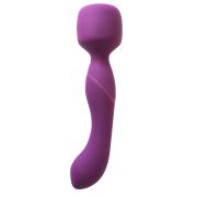 Фиолетовый двусторонний вибромассажер Heating Wand с нагревом - 22 см.