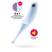 Точечный вибратор с вакуумной стимуляцией Satisfyer Twirling Pro, силикон, голубой, 20 см