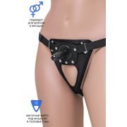 Трусики для страпона RealStick Strap-On Onyx, экокожа, черные