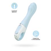 Вибратор для точки G с расширением Satisfyer Air Pump Vibrator 5 Connect App, силикон, голубой, 20см