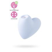 Вакуумно-волновой стимулятор клитора с вибрацией Satisfyer Cutie Heart, силикон, голубой, 7,7 см