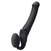 Черный безремневой вибрострапон Silicone Bendable Strap-On - size M