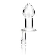 Прозрачный стеклянный анальный плаг с ручкой Glass Juicer - 12,7 см.