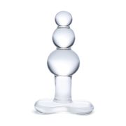 Прозрачная анальная пробка-елочка с 3 шариками Butt Plug with Tapere Base - 11 см.