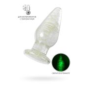 Анальная втулка Sexus Glass светящаяся в темноте, стекло, прозрачная, 9,8 см