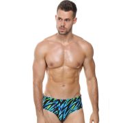 Черные мужские плавки +size с яркими цветными зигзагами