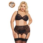 Комплект SoftLine Collection Dolores (бюстгальтер, стринги и пояс для чулок), черный, XXXL