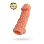 Насадка реалистичная KOKOS COCK SLEEVE 004-L с дополнительной стимуляцией, TPE, телесная, 17.6 см