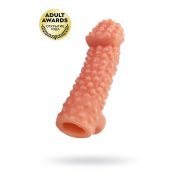 Насадка реалистичная KOKOS COCK SLEEVE 004-M с дополнительной стимуляцией, TPE, телесная, 15.6 см