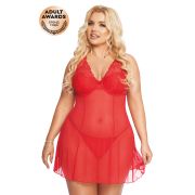 Комбинация и стринги SoftLine Collection Berta, красный, XXXL