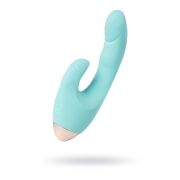 Вибратор с клиторальным стимулятором L'Eroina Crystal, силикон, голубой, 18,3 см