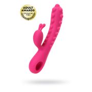 Вибратор с клиторальным стимулятором KOKOS SMON, силикон, розовый, 23 см