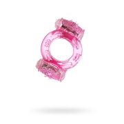 Эрекционное кольцо на пенис с двойной вибрацией TOYFA Basic, TPE, розовый